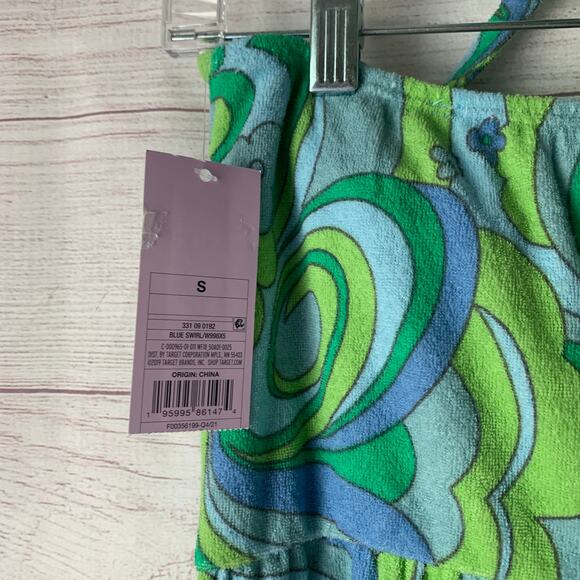 Wild Fable Terry Cloth Romper Floral Short Outfit Bow Front Keyhole Halter Tie S - Picture 9 of 15